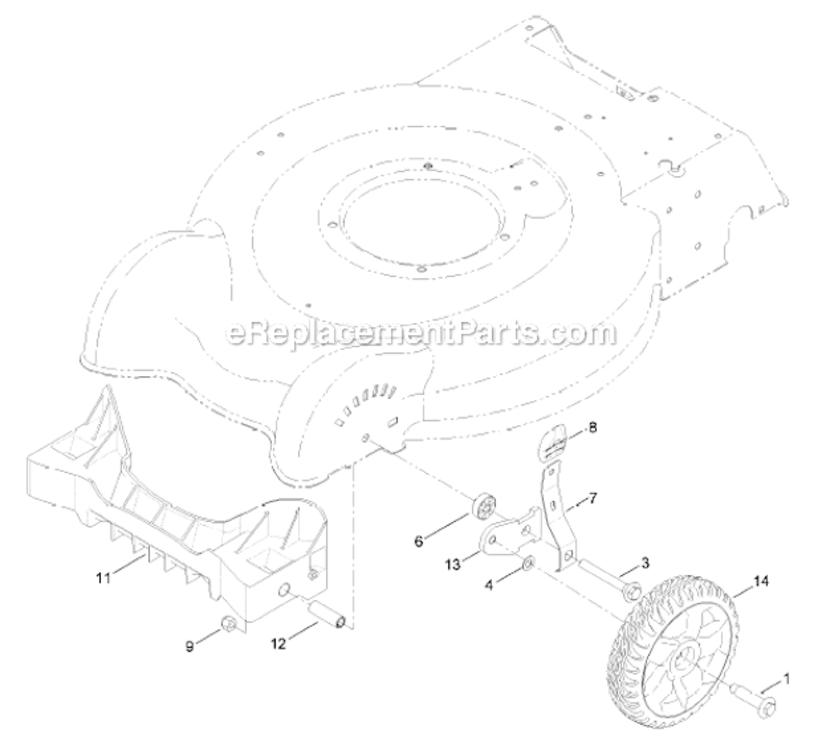 Baffle_And_Front_Wheel_Assembly Diagram and Parts List for 10630  Lawn Boy Lawn Mower